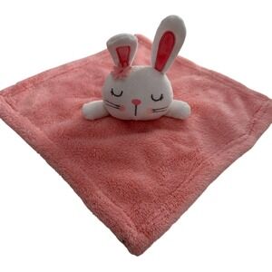 Baby Gear Pink White Bunny Plush Security Blanket 13x13 Lovey Soothing‎ Easter